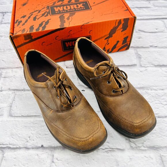 Worx by Red Wing Oxford Work Shoe 6.5M Brown Leather Steel Toe Electrical Hazard - Picture 1 of 8